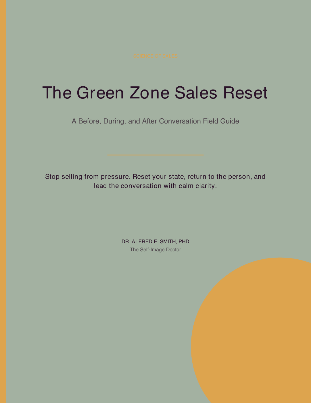 Cover of The Green Zone Sales Reset by Dr. Alfred E. Smith